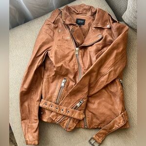 Lamarque Women's Brown Leather Biker Jacket